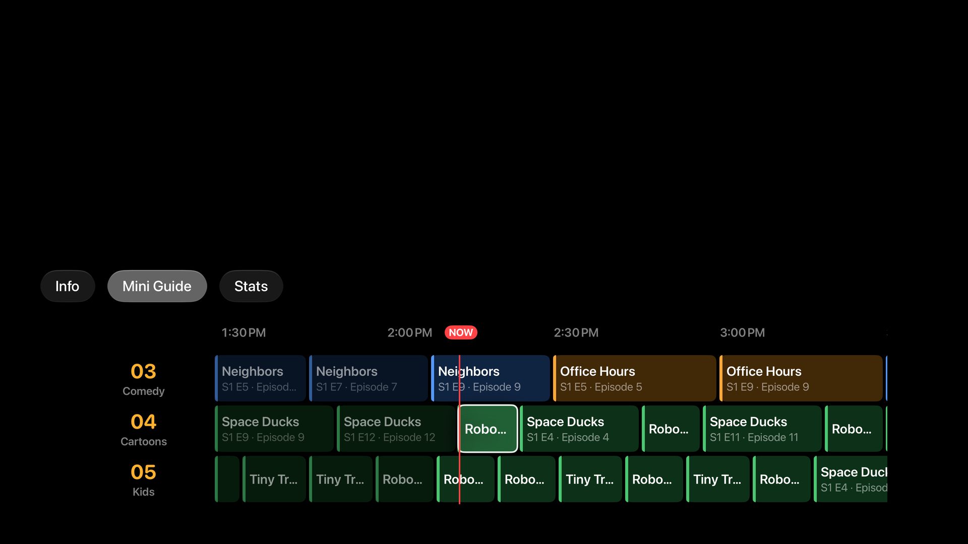 The Mini Guide over full-screen video